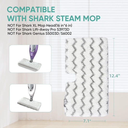 Rectangular steam mop pad with zigzag microfiber texture, light gray