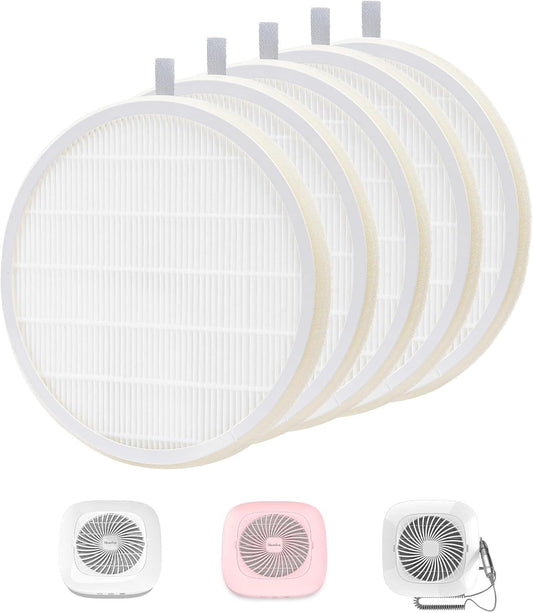 Nail dust collector HEPA filters, 5-pack, white pleated circular mesh discs