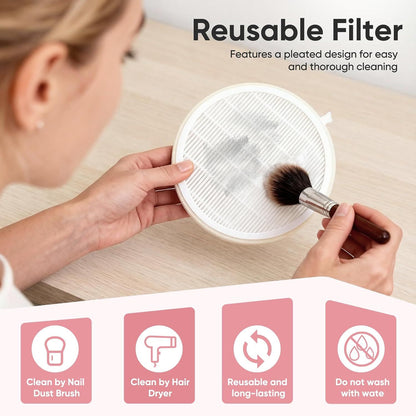 5 Pack Nail Dust Collector ilters Compatible with Melody Susie Dust Collector, Models SPro/ XC320J, ilters 99% o Nail Dust, Reusable & Easy to Clean