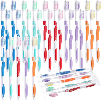 150 Pieces Individually Wrapped Toothbrushes Manual Disposable Travel Toothbrush Medium Sot Bristle Tooth Brush Travel Toothbrush Bulk Toothbrushes or Hotel, Guest, Adults, Kids, Multi Color