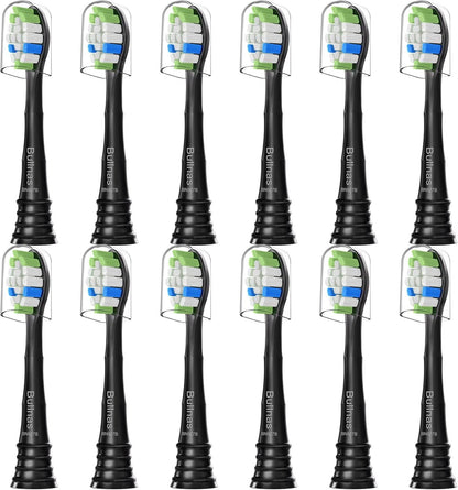 Replacement Brush Heads Compatible with Philips Sonicare ProtectiveClean 6100, 5100, 4100 Electric Toothbrush, W Toothbrush Head or Sonicare 6062/95, Black, 12 Count