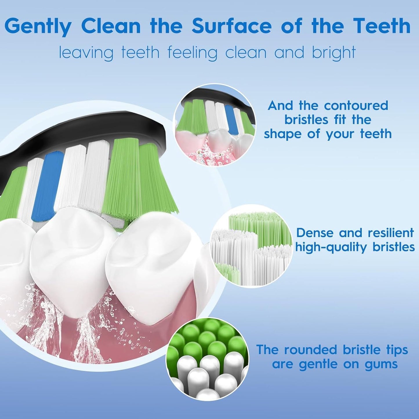 Replacement Brush Heads Compatible with Philips Sonicare, Toothbrush Heads or Sonicare ProtectiveClean 4100 5100 5300 6100 Electric Toothbrush, 12 Count Ultimate Care Toothbrush Heads, Black