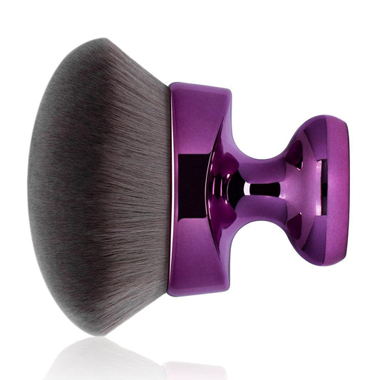 Extra large kabuki makeup brush with dark bristles and purple handle