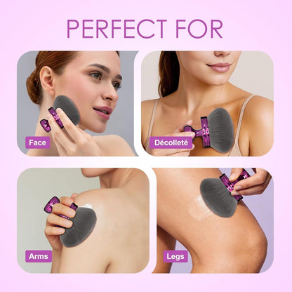 Blend & Blur Extra Large Body Makeup Brush or Sel Tanner,Leg Makeup & Bronzer Sel Tan Back Applicator, 76mm Wide Round Head Kabuki Brush or Application with Protective Case (Purple)