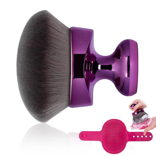 Extra-large kabuki body brush with purple handle and dark dense bristles