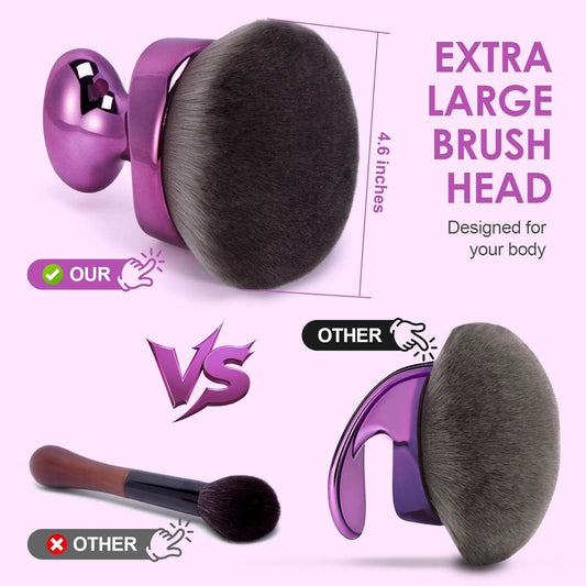 Purple kabuki body brush with extra-large dark bristle head