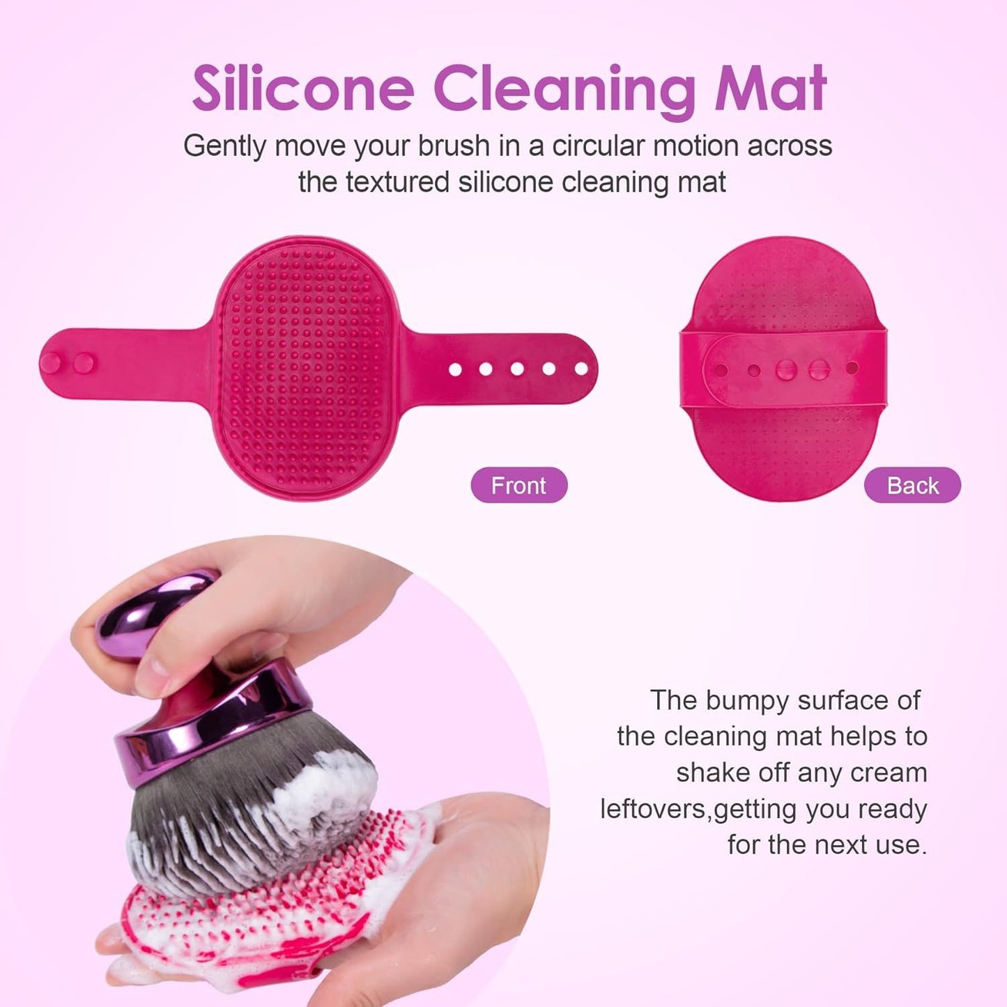 Blend & Blur Extra Large Body Kabuki Brush & Sel Tanner Brush - or Body Makeup & oundation - Blending Applicator or Sel Tanning - Durable Vegan Bristles - with Cleaning Mat (Purple -Mat)