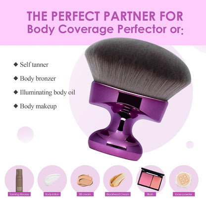 Blend & Blur Extra Large Body Kabuki Brush & Sel Tanner Brush - or Body Makeup & oundation - Blending Applicator or Sel Tanning - Durable Vegan Bristles - with Cleaning Mat (Purple -Mat)