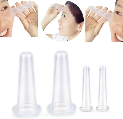Silicone Facial Cupping Set Face And Eye Cupping Massage Kit Vacuum Massage Cup Anti-wrinkle And Anti-aging Natural Skin Care Beauty Tool(white)4pcs