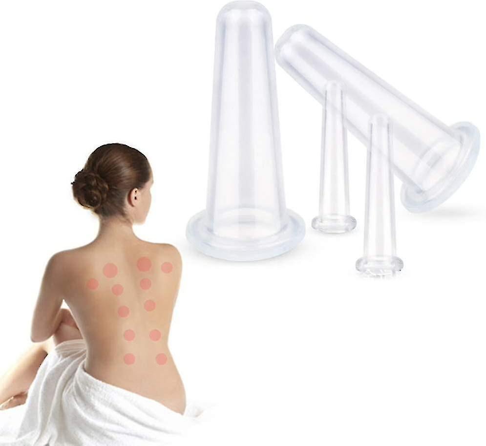 Silicone Facial Cupping Set Face And Eye Cupping Massage Kit Vacuum Massage Cup Anti-wrinkle And Anti-aging Natural Skin Care Beauty Tool(white)4pcs