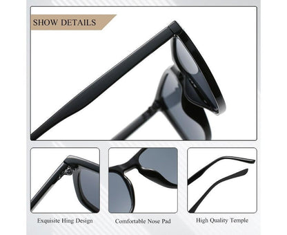 Retro Sunglasses Women Men Fashion Square Sun Glasses Ladies Luxury Brand Female  Male UV400 - Bright Black