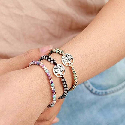 Healing Crystal Bracelets for Women Natural Gemstone Yoga Reiki Chakras Beads Anxiety Tree of Life Lucky Charm Braided Bracelet Adjustable Jewelry
