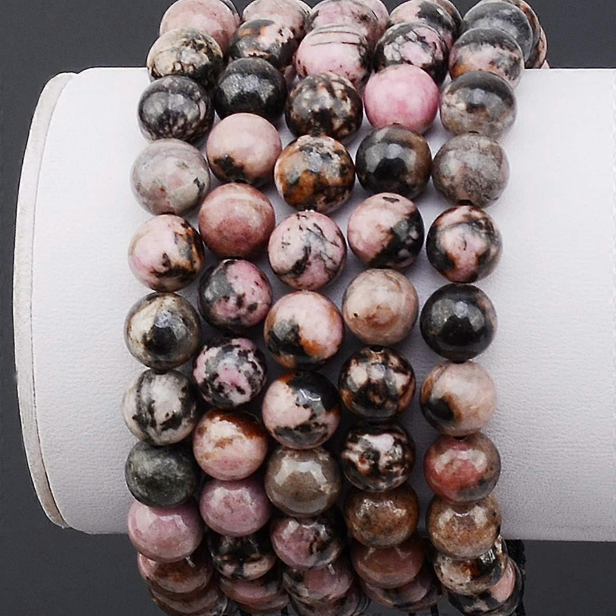 Natural Healing Crystal Gemstone Beads Unisex Adjustable Macrame Bracelets 8mm