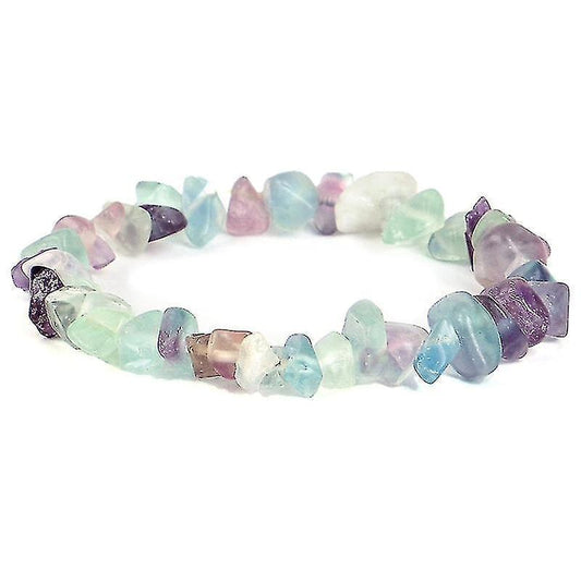 Irregular multi-color crystal beaded bracelet with faceted chip stones, clear accents