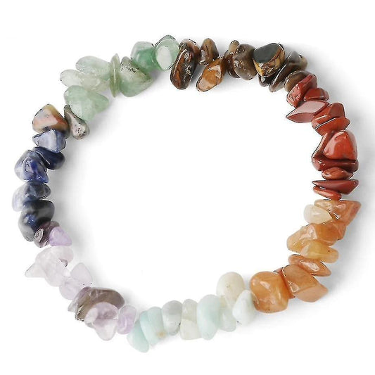 Multicolor crystal chip bead bracelet on elastic band