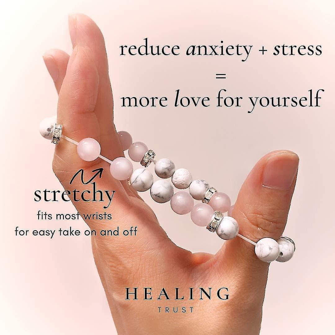 Women's Rose Quartz Bracelet Rose Quartz Crystal + White Lava Aromatherapy Crystal Stone