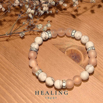 Women's Rose Quartz Bracelet Rose Quartz Crystal + White Lava Aromatherapy Crystal Stone