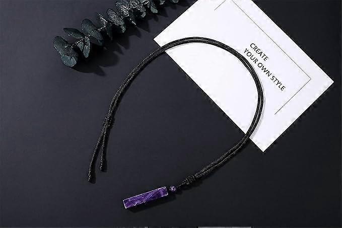 Crystal Necklace for Men Women Healing Crystal Stone Bar Pendant Necklace Adjustable Rope Necklace Natural Gemstone Necklace Jewelry