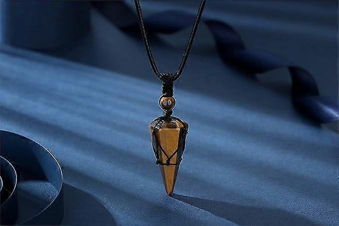 Crystal Necklace for Men Women Healing Crystal Stone Bar Pendant Necklace Adjustable Rope Necklace Natural Gemstone Necklace Jewelry
