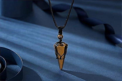 Crystal Necklace for Men Women Healing Crystal Stone Bar Pendant Necklace Adjustable Rope Necklace Natural Gemstone Necklace Jewelry