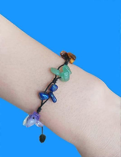 Handmade Natural Gemstones Bracelet 7 Chakras Healing Crystals Bracelet Yoga Stone Beads Bracelets Meditation Bangle for Womens Mens