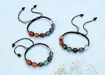 Healing Crystal Bead Bracelet Women Natural Gemstones Yoga Reiki Chakras Stone Beads Anxiety Braided Bracelet Adjustable Jewelry Men Gifts
