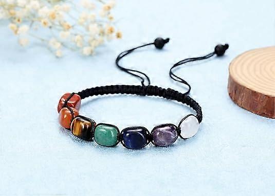Healing Crystal Bead Bracelet Women Natural Gemstones Yoga Reiki Chakras Stone Beads Anxiety Braided Bracelet Adjustable Jewelry Men Gifts
