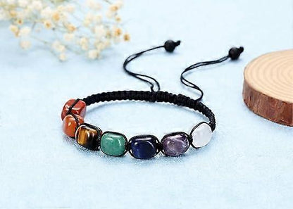 Healing Crystal Bead Bracelet Women Natural Gemstones Yoga Reiki Chakras Stone Beads Anxiety Braided Bracelet Adjustable Jewelry Men Gifts