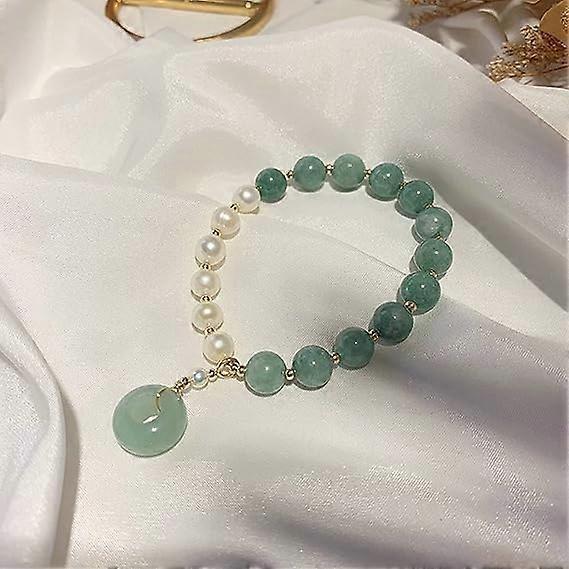 Healing Crystal Bracelet Gold Wealthy Lucky Pearl Feng Shui Jade Bracelet for Women