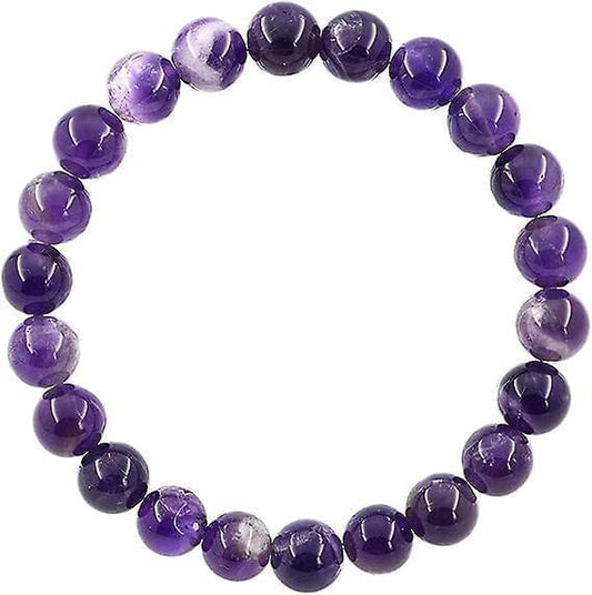 Purple beaded stretch bracelet with round gemstone beads