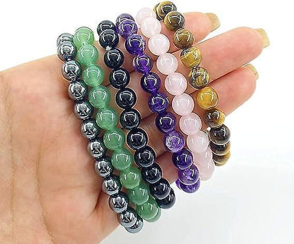 Men Women 8mm Natural Stone Bead Stretch Bracelet Healing Crystal Gemstone Beaded Bracelets