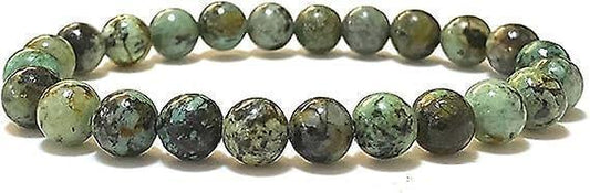 8mm natural stone beaded stretch bracelet with green and dark gray beads