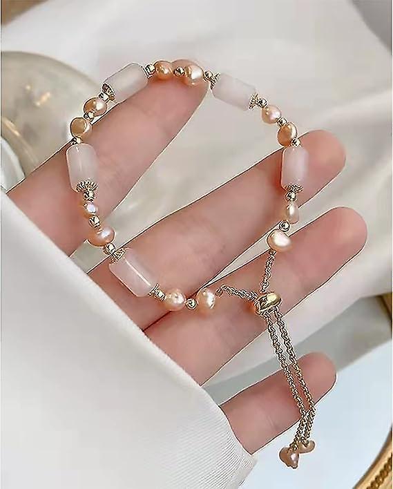 Natural Jade Pearls Bracelet Gold Wealthy Good Fortune Jade Bangle Amulet For Women, Lucky Jade Feng Shui Healing Crystal Bracelet