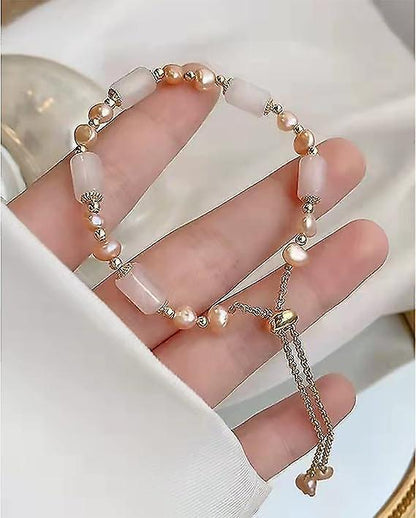 Natural Jade Pearls Bracelet Gold Wealthy Good Fortune Jade Bangle Amulet For Women, Lucky Jade Feng Shui Healing Crystal Bracelet