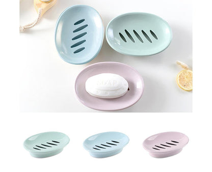 Double Layers Oval Soap Storage Holder Box Stand Kitchen Bathroom Accessories-Green