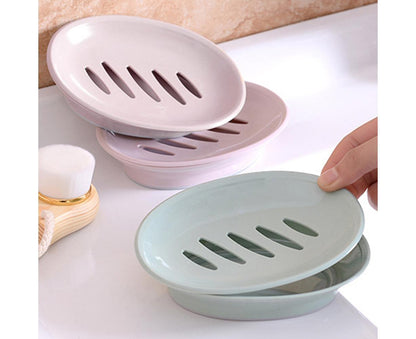 Double Layers Oval Soap Storage Holder Box Stand Kitchen Bathroom Accessories-Green