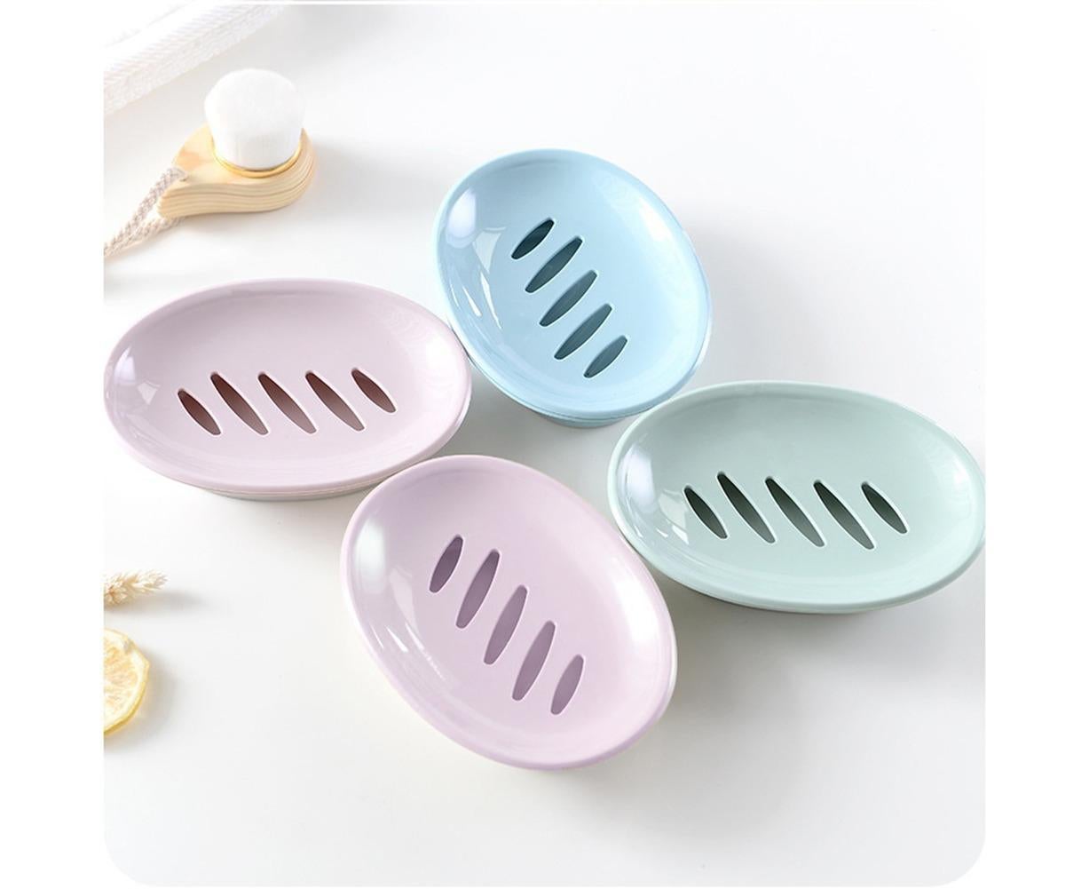 Double Layers Oval Soap Storage Holder Box Stand Kitchen Bathroom Accessories-Green