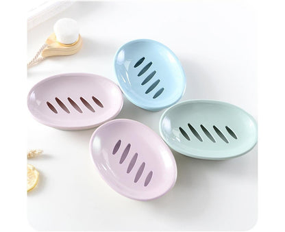 Double Layers Oval Soap Storage Holder Box Stand Kitchen Bathroom Accessories-Green
