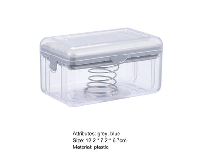 Multifunctional Soap Box Drainable Eco-friendly Built-in Spring Soap Holder Household Supplies-Grey