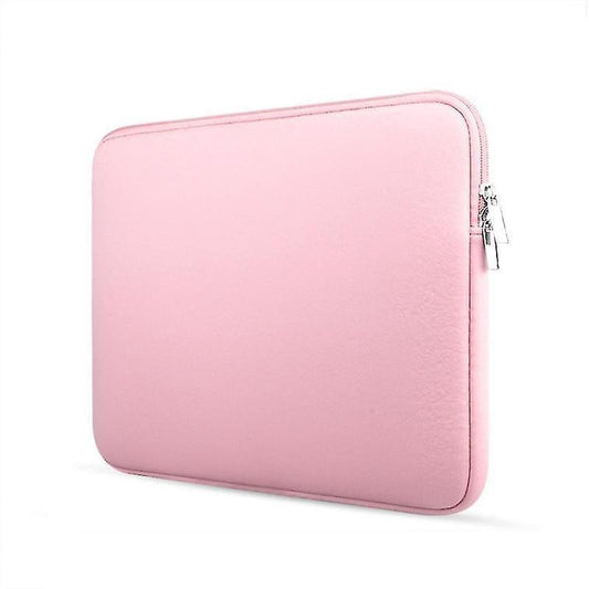 Pink 14-inch laptop sleeve case with zippered closure and soft padded exterior.