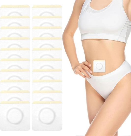Belly button patch set of small white circular adhesive patches, 20 count