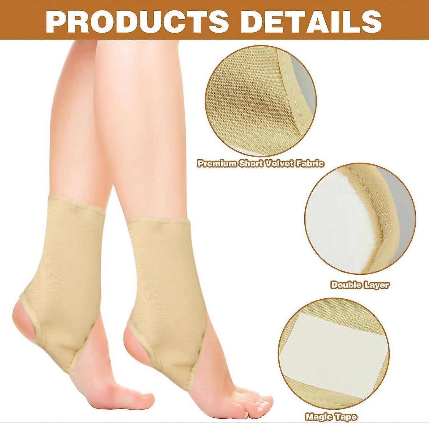 2Pcs Organic Castor Oil Pack Wrap for Feet, Castor Pack Castor Oil Foot Wrap, Reusable Castor Oil Wrap with Hook and Loop, (Castor Oil Not Included)