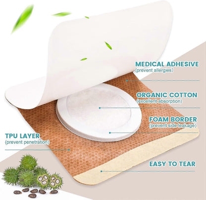 36Pcs Castor Oil Pack Wrap, Organic Cotton Castor Oil Patches for Belly Button