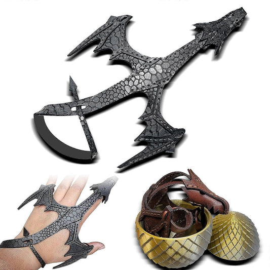 Left-hand dragon bracelet, black and gray scale pattern with clawed finger openings