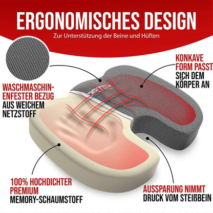 Orthopedic Seat Cushion - Memory Foam Lumbar Support for Office Chair & Car