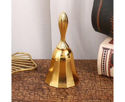 Portable Call Bell Widely Use Zinc Alloy Solid Decorative Dinner Handbell for Home-Golden