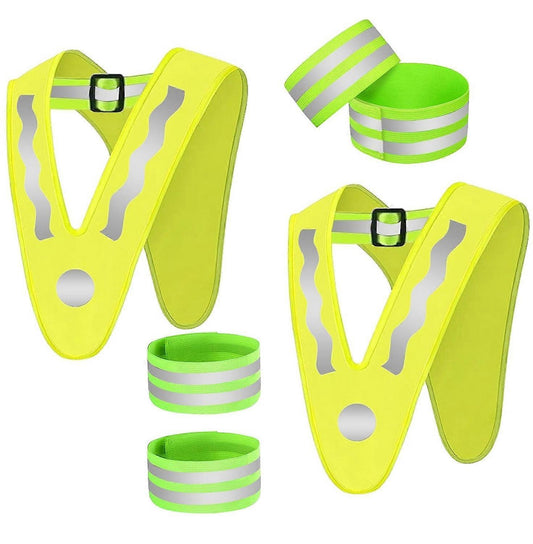 Neon yellow-green reflective baby vest with hook buckle and striped reflective chest panel