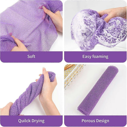 6pcs African Long Net Sponge, Exfoliating Shower Body Back Scrubber