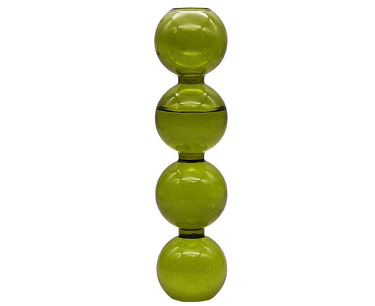 Green gourd-shaped flower vase with stacked rounded bulb design