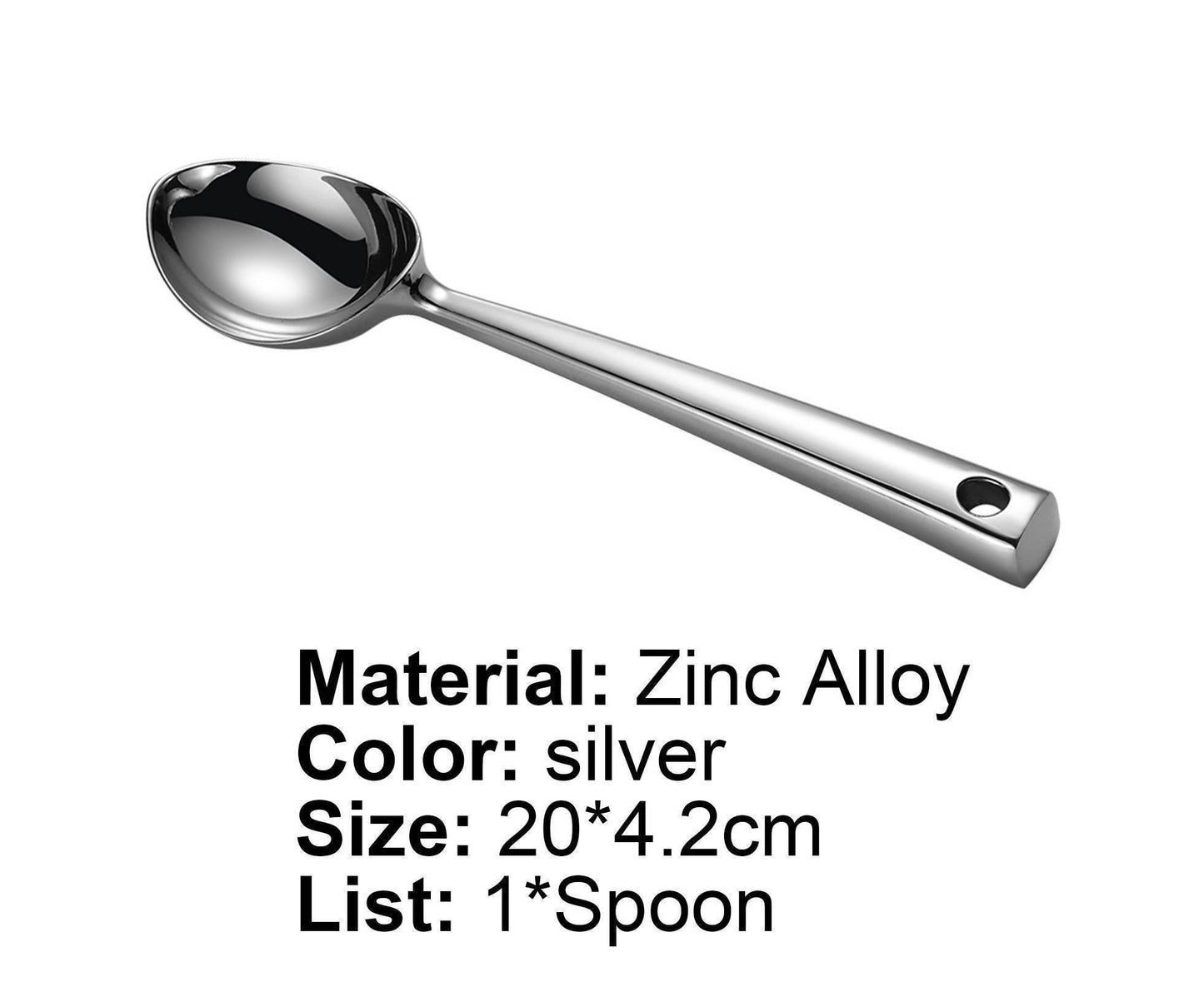Ice Cream Scoop Anti-slid Stainless Steel Ice Cream Spoon-Home-Silver